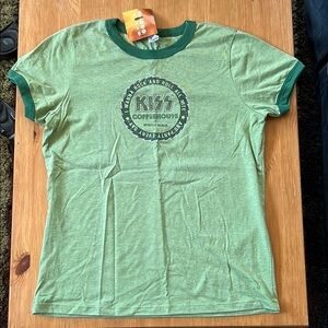 NWT KISS COFFEEHOUSE ringer t-shirt